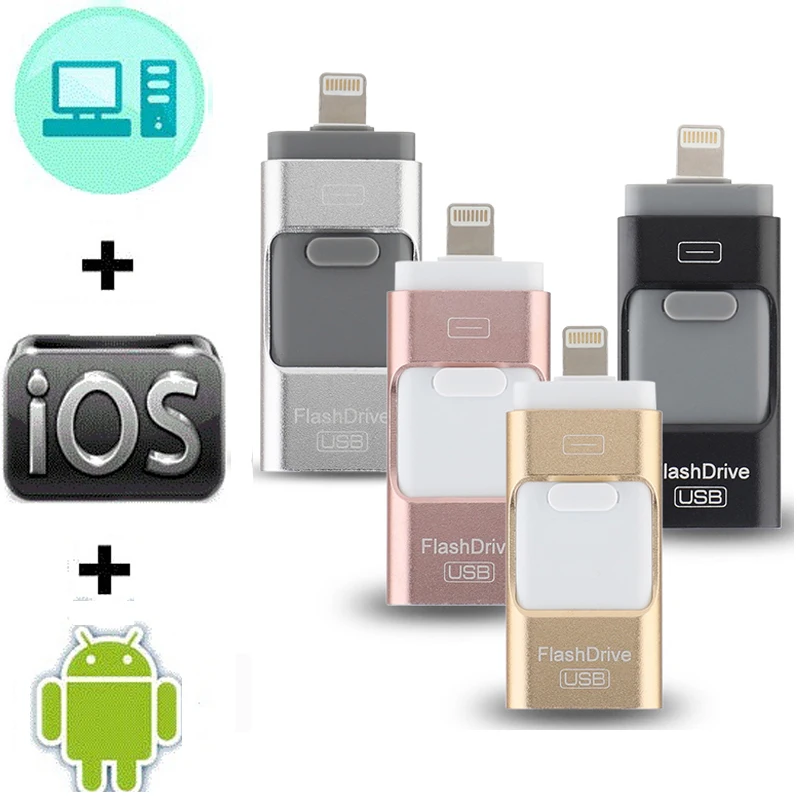 

Wholesale Pen drive 128GB 64GB 32G 16G Metal USB OTG iFlash Drive HD USB Flash Drives for iPhone iPad iPod iOS Android Phone 3.0