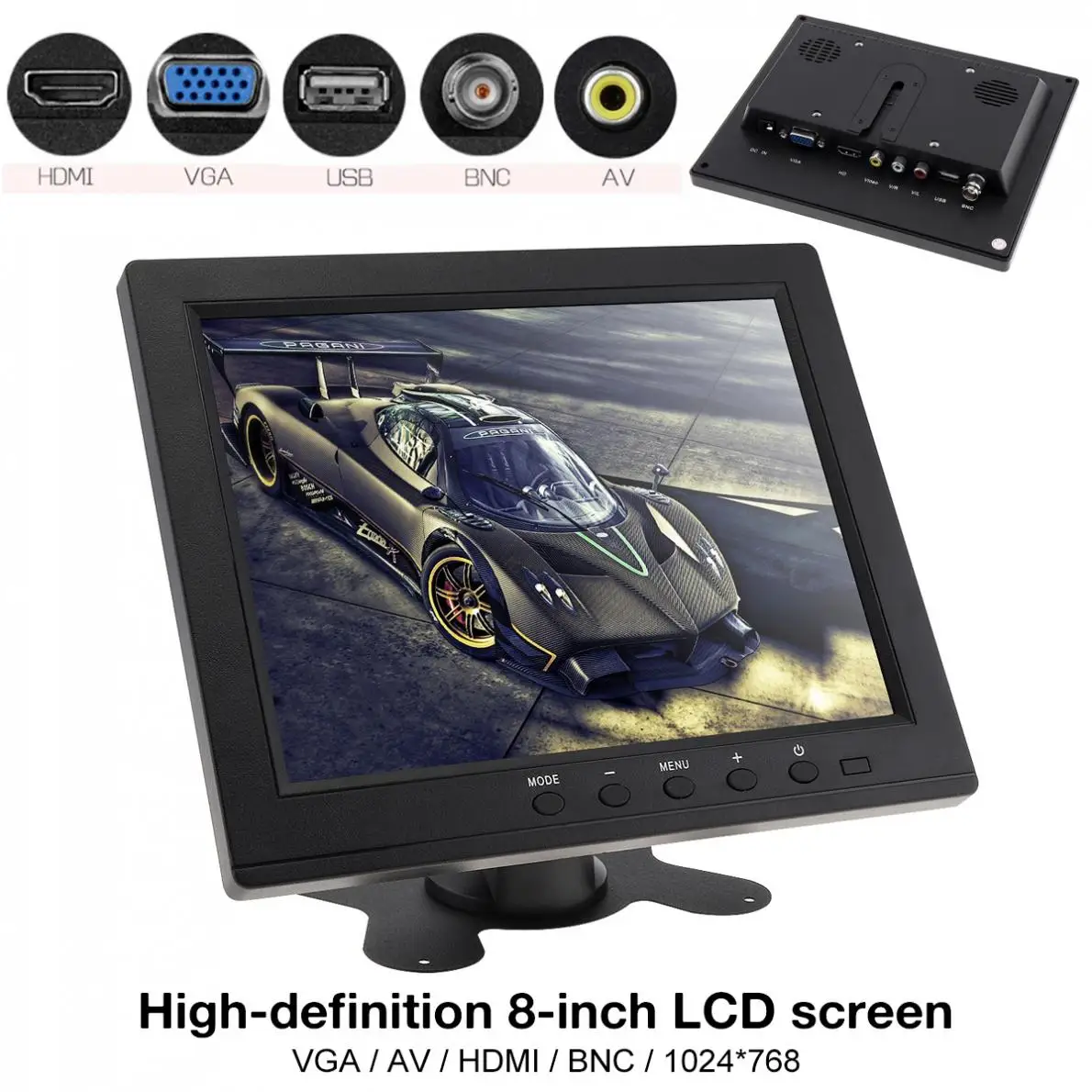 8 дюймовый цветной автомобильный монитор заднего вида HD TFT LCD мини телевизор