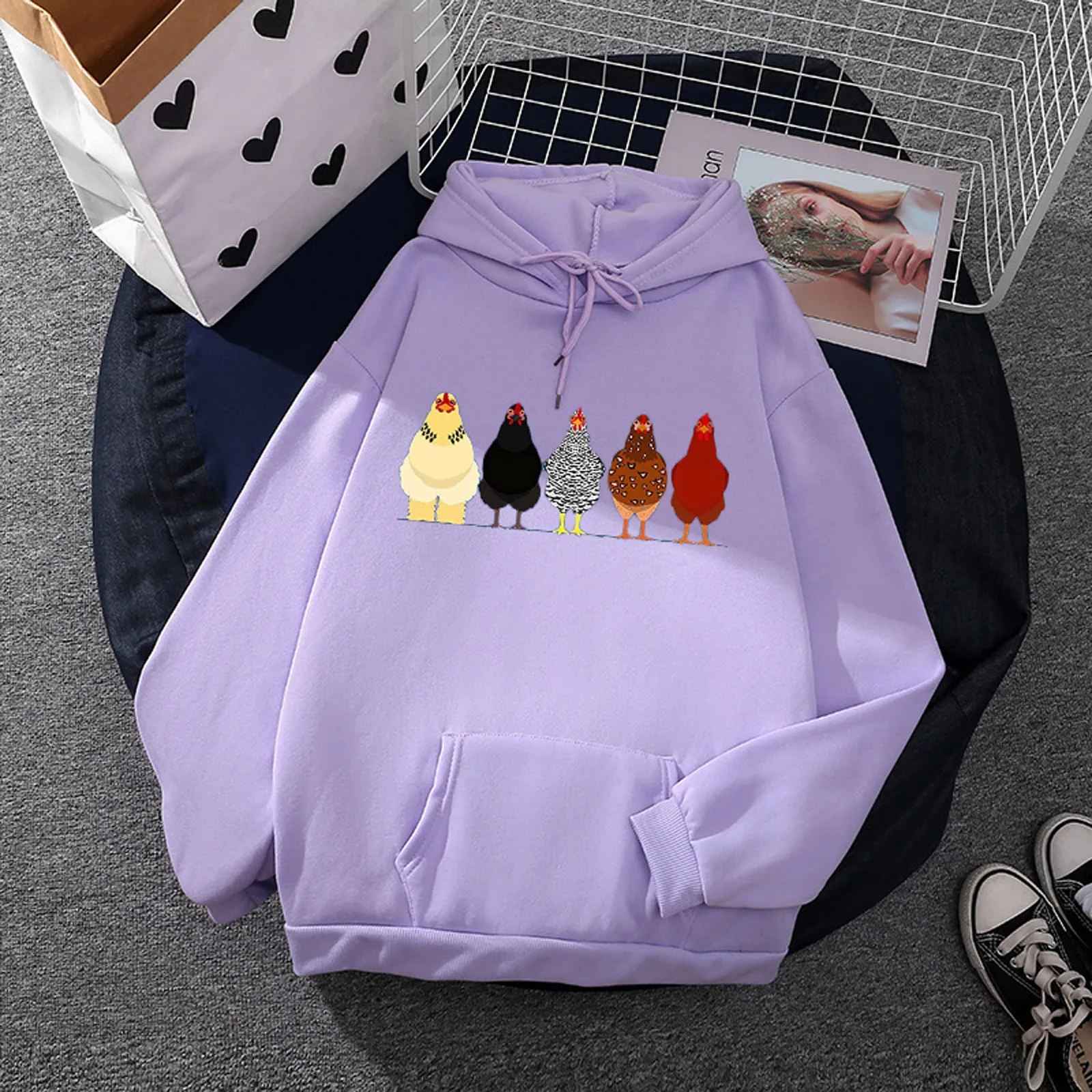 Women Hoodie Girl Autumn 90s Harajuku Chick Printed Top Long Sleeve Loose Hooded Sweatshirt Top With Pocket Hoodies Sudaderas