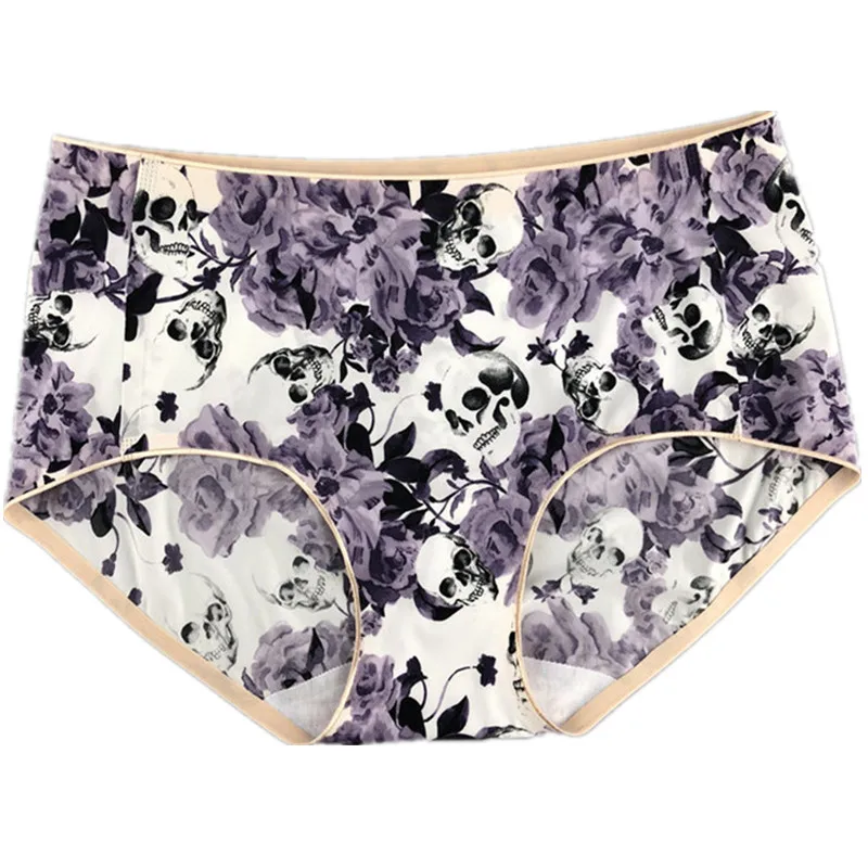 

Fashion Print Women's Panties Silk Comfort Briefs Seamless Breathable Female Underwear Mid-Waist Sexy Lingerie Soft Sport Panty