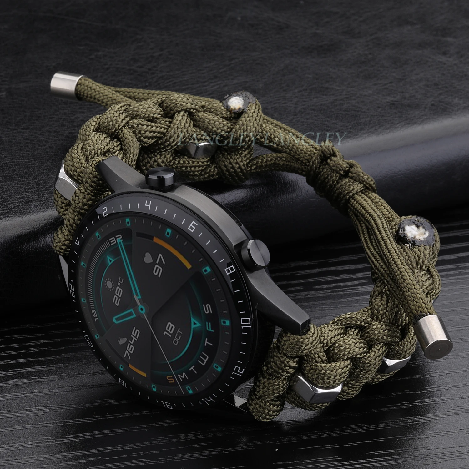 20 22mm Strap For Samsung Galaxy Watch 3 41 45mm Watch Strap For Huawei  Watch GT 2e GT2 46mm Leather Clasp Nylon Rope Bracelet