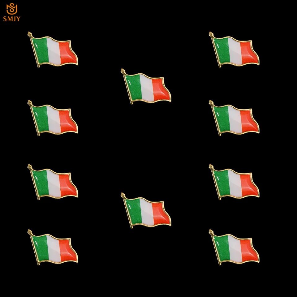 

10Pcs Irish Flag Brooch Lapel Butterfly Buckle Metallic Gold Plated Badge Souvenir Collection