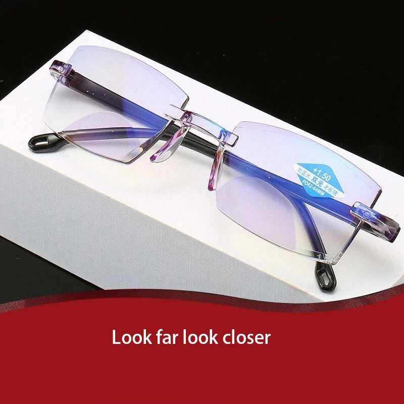 

Ultra-light frameless reading glasses men and women reading glasses anti-fatigue computer eye protection blue light +50 to +4.0