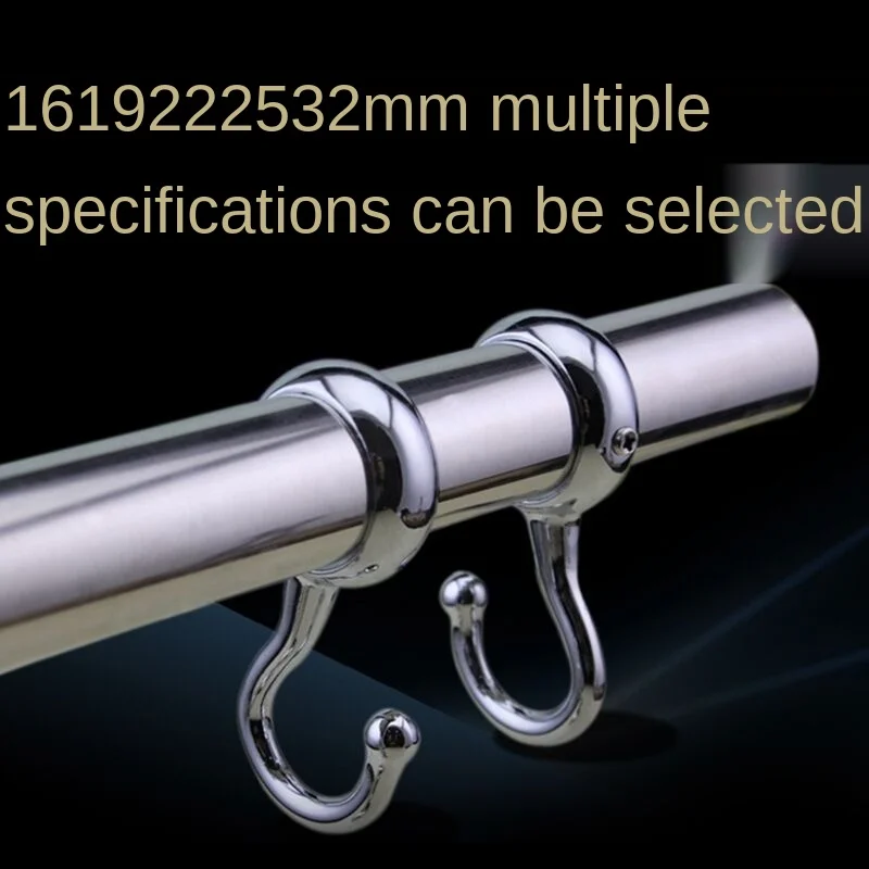 

6pcs Stainless Steel 16/19/22/25mm Clothing Rod Fixed Positioning Hook Sleeve Hook Kitchen Round Pipe Hook Clothes Hook Bathroom