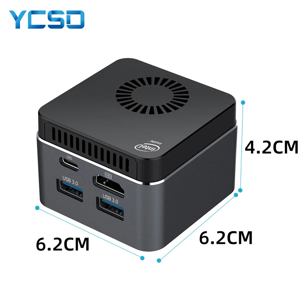 YCSD Mini PC Computer Intel Celeron N4100 Quad-Core 6GB LPDDR4 256GB 2.4G/5.0G WiFi Bluetooth 4.2 HDMI2.0 4K USB-C Windows 10 PC