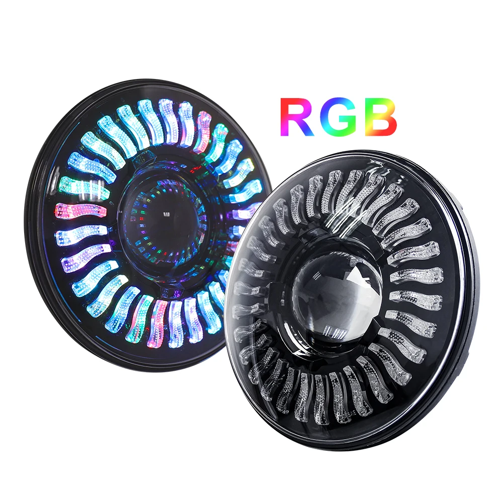 

2021 Cheap Wholesale Auto Lighting System RGB 8000LM 60W 7 Inch Round High Low Beam Car LED Headlights