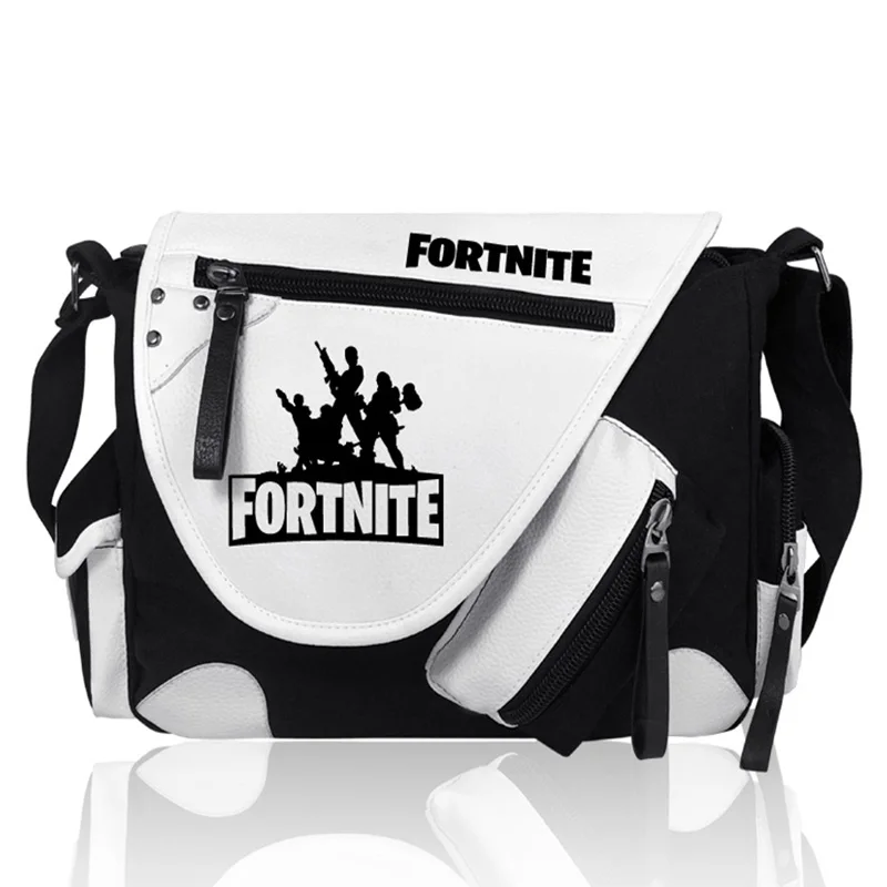 

Fortnite PU leather black and white color matching shoulder bag men casual handbag shoulder Outdoor Simple Fashion Crossbody Bag