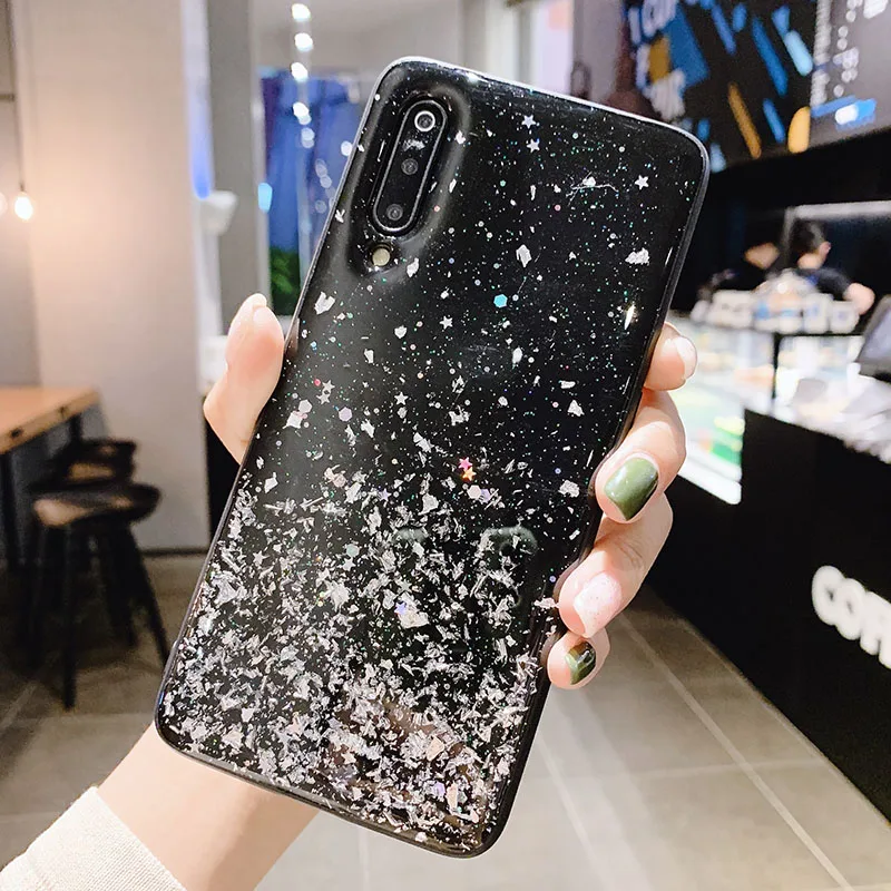 Блестящие чехлы со звездами для телефонов Xiaomi 5X6 6X 8Lite 8SE 9 Mix2s Max3 мягкий чехол для Redmi 6 6Pro 7 Note7 K20 Pro задняя крышка fundas