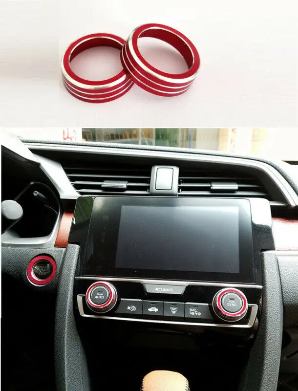 

2 PCS/set Air Conditioner Switch Decor Ring Cover Trim Case For 2017 Honda Civic 10th