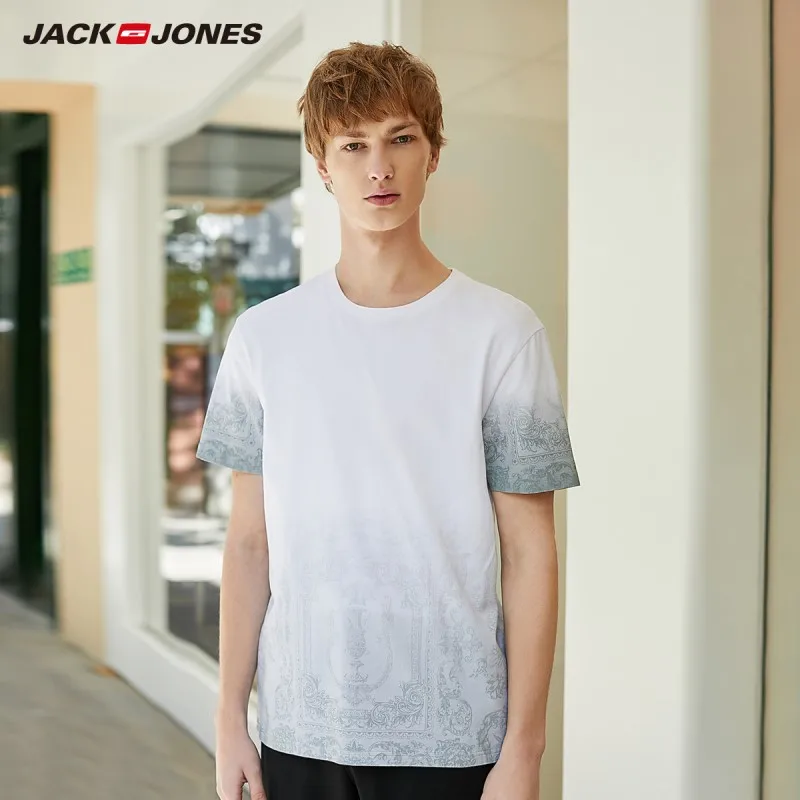 Мужская футболка с круглым вырезом JackJones 100% хлопок градиентным принтом короткими