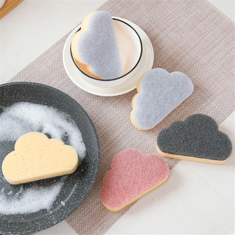 

4PCS Creative Multi-functional Cloud Sponge Kitchen Washing Cloth Car Washing Glass Washing Sponges Strong Decontamination Pads