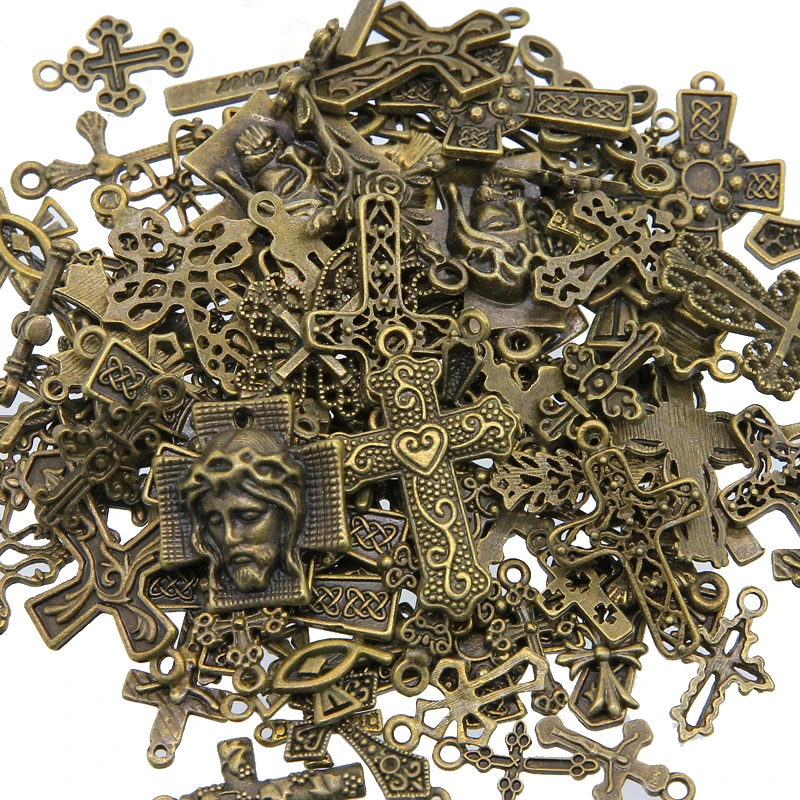 Оптовая продажа 50 шт. смешанные религиозные очаровательные кресты одно