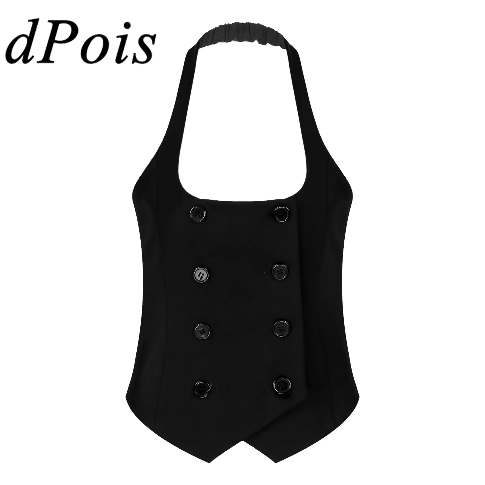 

Women Classic Halter Neck Vest Female Double Breasted Backless Vests Waistcoat Woman Sleeveless Vest Elegant OL Ladies Workwear