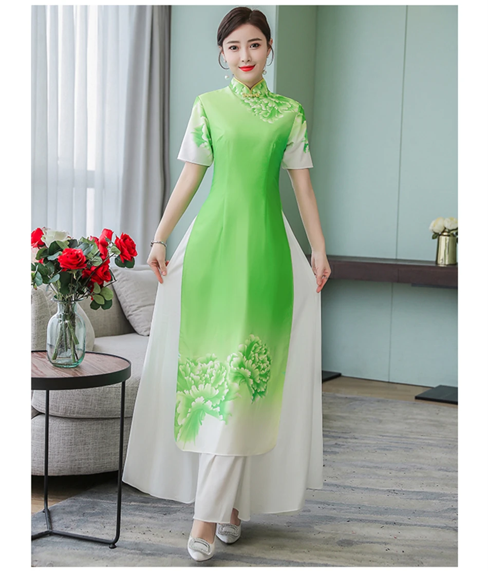 Новая традиционная вьетнамская одежда аозай Вьетнам Cheongsam китайский стиль длинный Ципао вечернее вечерние свадебные платья