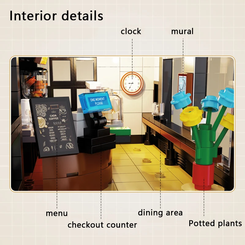 Конструктор MOC Idea кафе уличный вид строительные блоки конструктор для дома