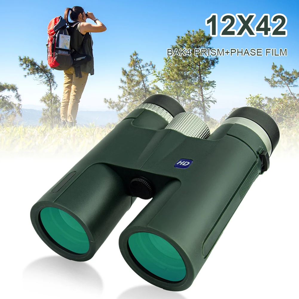 

12x42 HD Binoculars Professional Telescopes BAK4 Prism Waterproof Binoculars Portable for Bird Watching Hunting Outdoor Travel