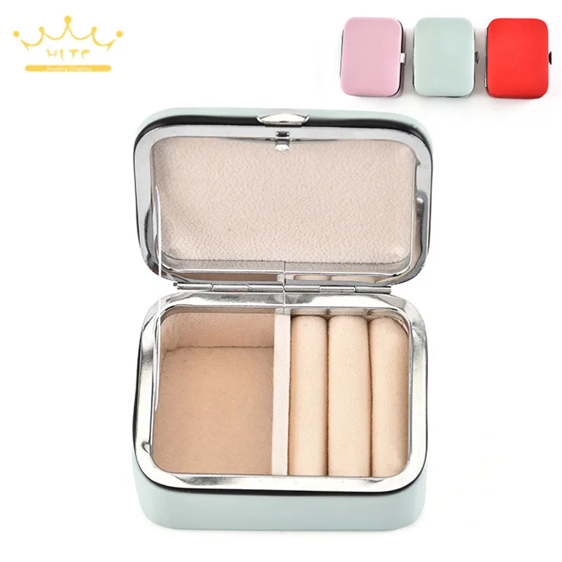 

New Style Mini Jewelry Carrier Box Durable Portable Jewelry Box Ring Earrings PU Leather Jewelry Collection Container