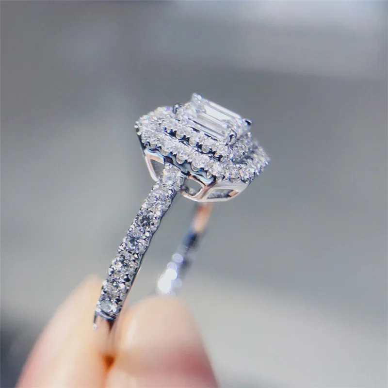 Huitan простой дизайн женские обручальные кольца с блестящим кубическим цирконием