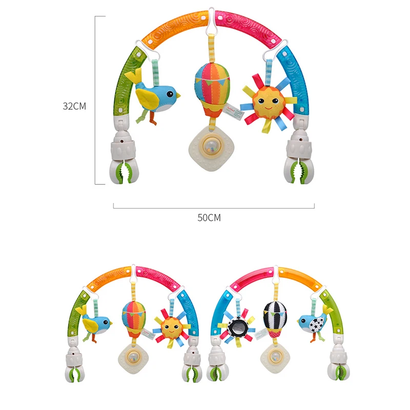 

Baby Stroller Pendant Bed Clip Hanging Rattle Toy Music Teether Fun Early Education Color Car Seat Toy Gift for Kids 0-12 Months