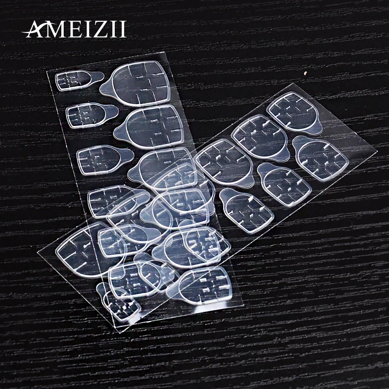 AMEIZII 5 листов поддельные ногти наклейки прозрачные двухсторонние самоклеющиеся желе Водонепроницаемый Накладные ногтей расширение Клей Инструменты