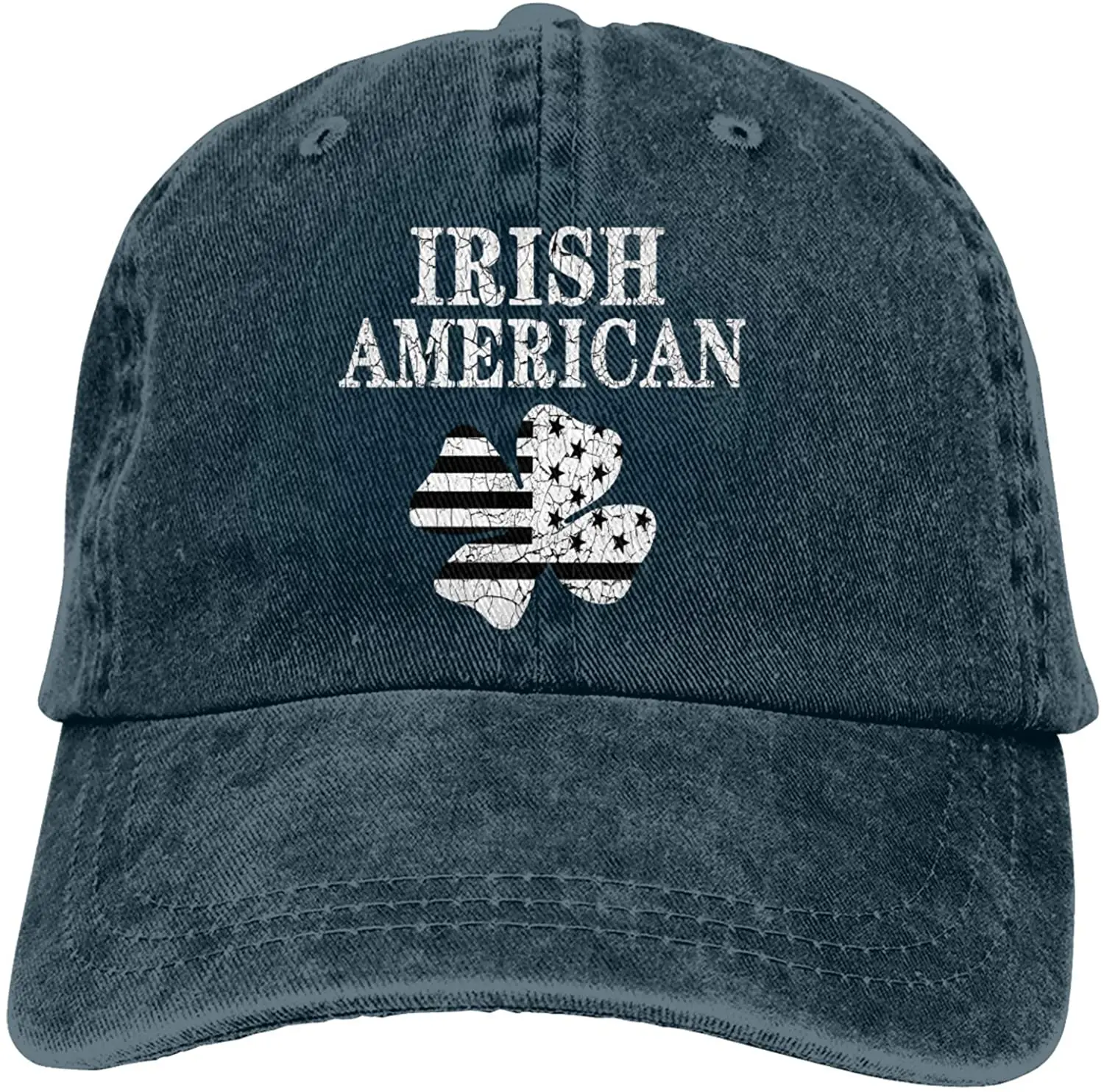 

Irish American Flag Vintage Clover Sports Denim Cap Adjustable Unisex Plain Baseball Cowboy Snapback Hat