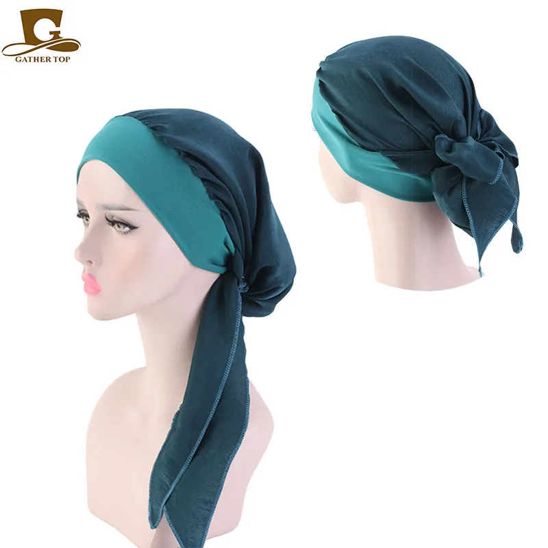 

Solid color simulation silk scarf maiden hair scarf mysterious noble beautiful woman stretch headband braid pirate hat gifts