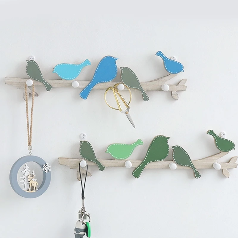 Креативные деревянные птицы 4 крючка домашние декоративные крючки деревянный