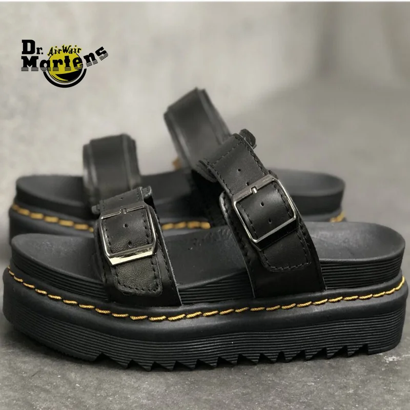 

Dr.Martens Women and Men 2 Elastic Band Strap Doc Martin Platform Sandals Unisex Durable Summer Thick Heel Casual Slippers Shoes