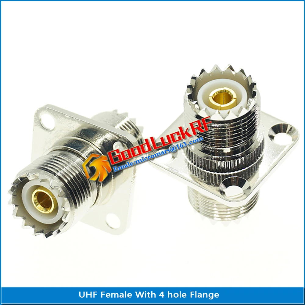 

1X Pcs UHF Female To UHF Female 4 Hole Flange Chassis Panel Mount PL259 SO239 UHF 2 Dual Female Connector Coaxial RF Adapters