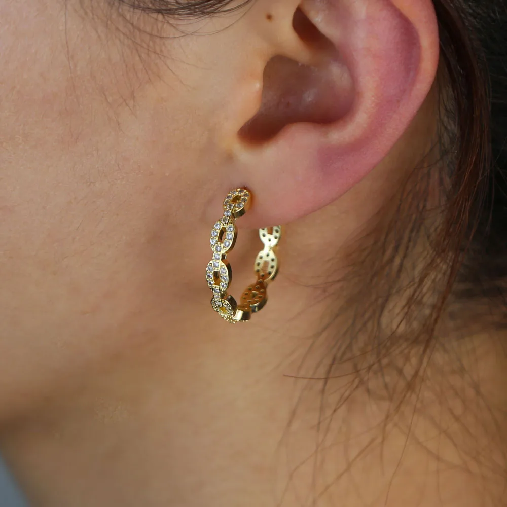 

Женские серьги-обручи с радужным цирконом, украшенные камнями, 2022