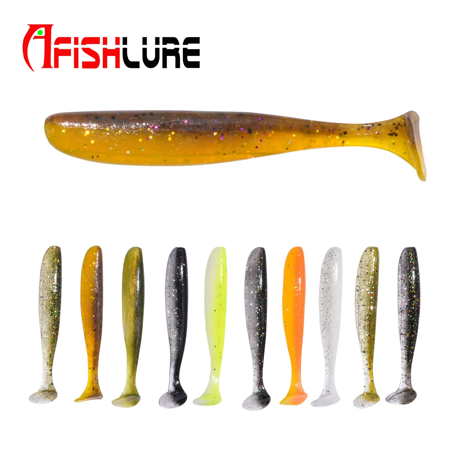 

Afishlure Soft Fishing Lure 70mm 2.3G Bait Soft Bait Wobblers 10pcs/bag Texas Rig