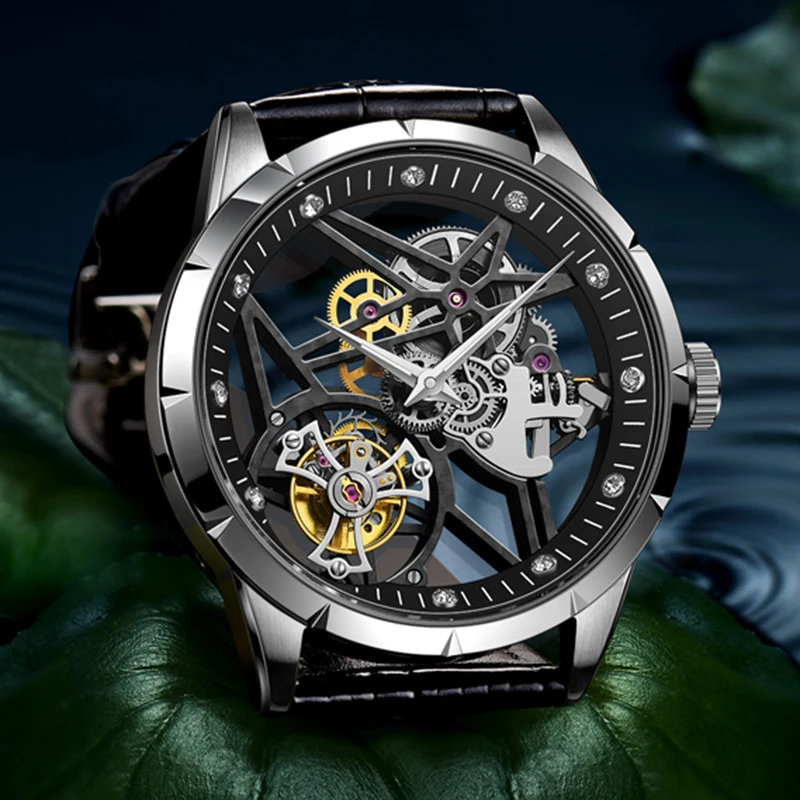 GIV Мужские часы Роскошные скелетоны для мужчин tourbillon механические сапфировое