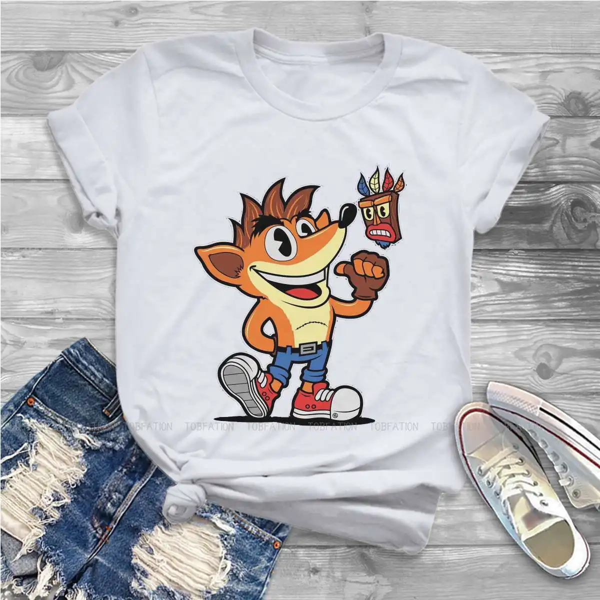 

VINTAGE CRASH Women Tshirts Crash Bandicoot Wolf Video Game Grunge Vintage Female Clothing Large Cotton Graphic Tops