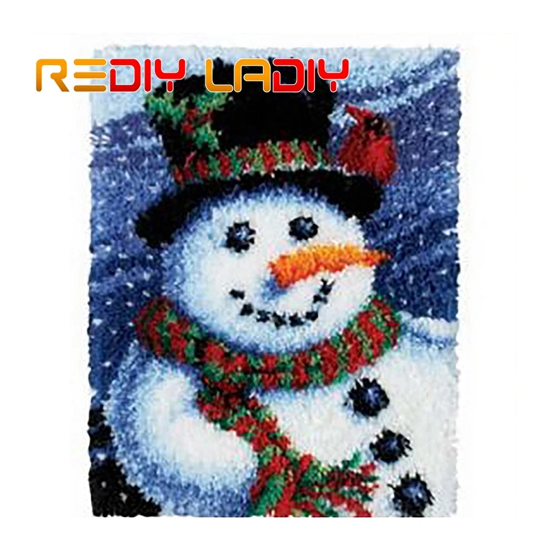 

Рождественский коврик с крючком-застежкой в виде снеговика, вязаный крючком ковер из 100% акриловой пряжи, коврик для дивана и подушки, коврик...