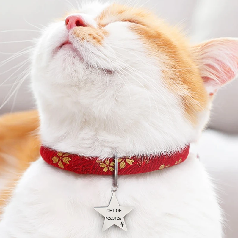 

Cat ID Tag Free Engraving Pet Collar Puppy Dog Name Pendant Heart Star Bone Necklace Charm stainless Steel Accessory
