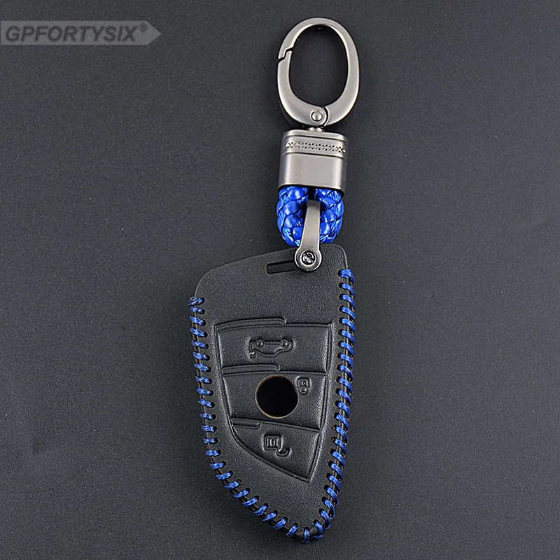 Genuine Leather Men Car Remote Key Case Cover Chain Holder For BMW F30 F20 X1 X3 X5 X6 X7 E30 E34 E90 E60 E36 E39 E46 Shell |