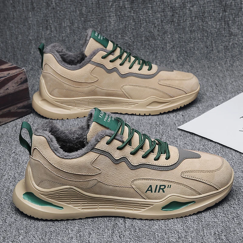 

Кроссовки мужские замшевые в стиле ретро, повседневные, Нескользящие, на шнуровке, ковбойские, для работы, зимняя обувь для отдыха