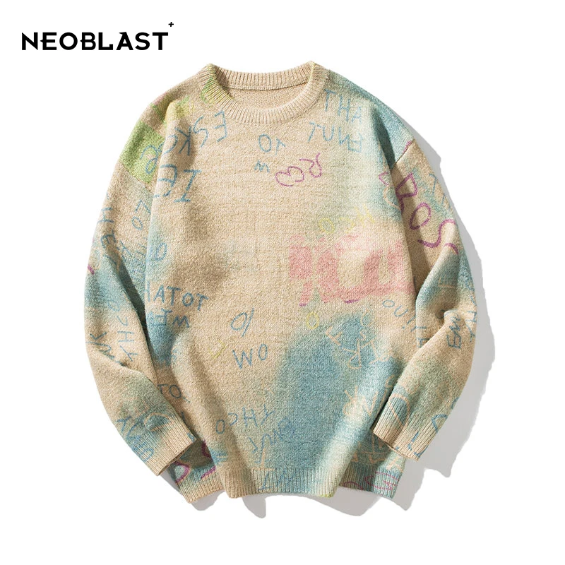 

Зимний уродливый свитер, свитшоты в стиле Харадзюку, джемпер с художественными надписями, Модный трикотажный свитер, Мужской пуловер
