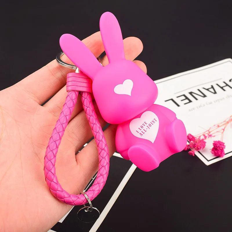 

Lovely Baby Small Rabbit Key Chains Ball Pendant Small Bell Key Ring Cartoon Lovers Small Gift Car And Home Key Ring