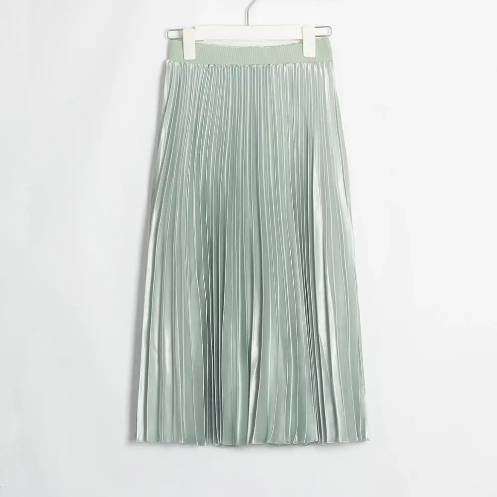 Wixra однотонная плиссированная атласная юбка элегантная с высокой эластичной