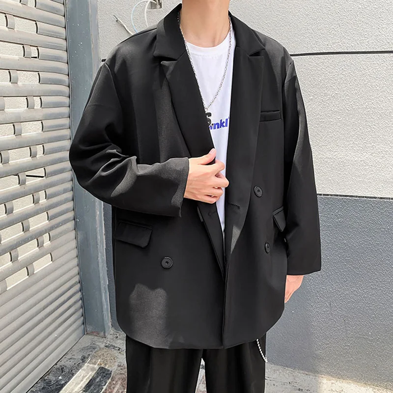 Korean New Men Blazer Black Oversized Blazer Masculino Casual Student Men Blazer hombre