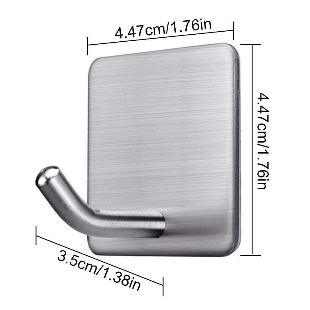 

4pcs 304 Stainless Steel Hook Heavy Duty Wall Sticker Coat Hangers Bathroom Kitchen Organizer Self-adhesive Hook