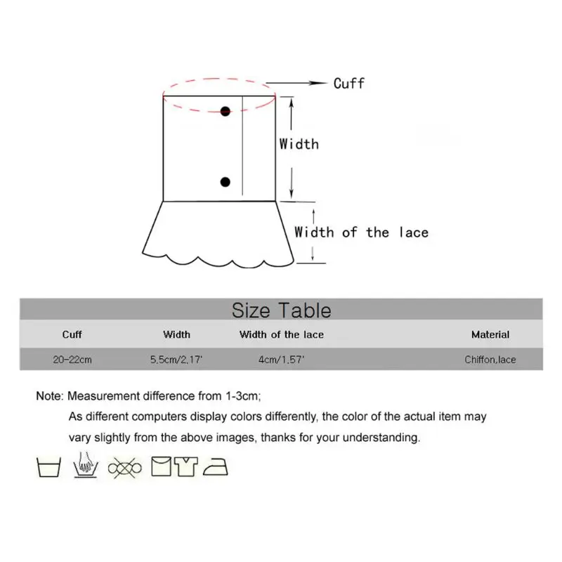

1Pair Detatchable Pleated Ruffles Fake Sleeve Chiffon Lace Floral False Cuffs