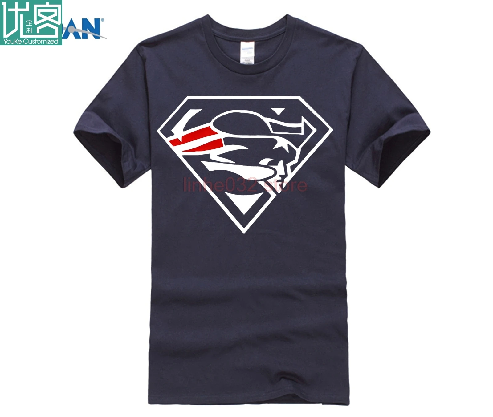 Супер Патриоты фанат-синяя футболка Супермен Новая Англия похлопывает фанатов