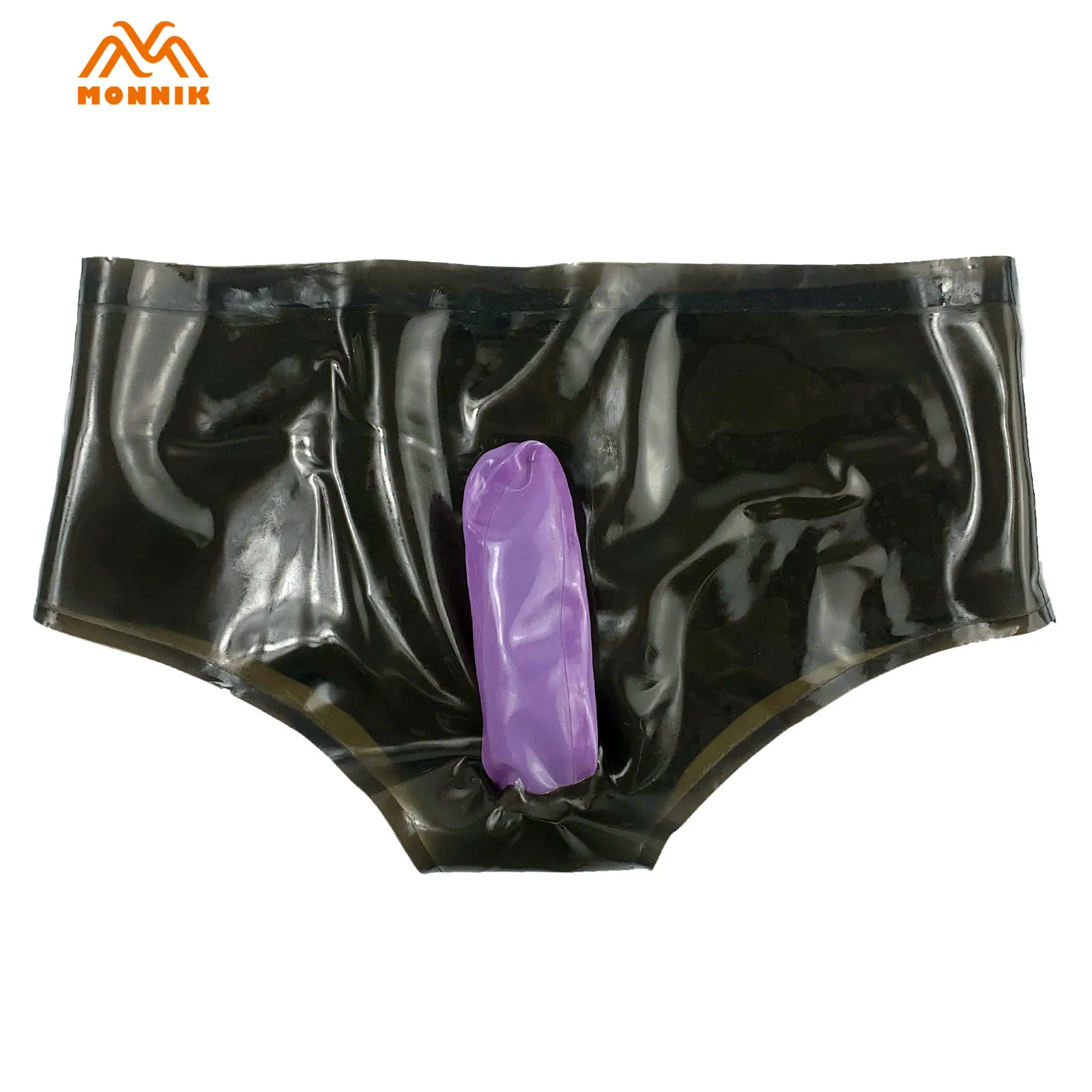 Латексные трусы MONNIK резиновые мужские черные обтягивающие шорты с прямыми