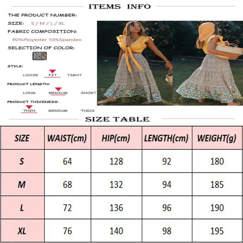 Шифон Boho женские богемные кружева крючком Высокая талия цветочный принт