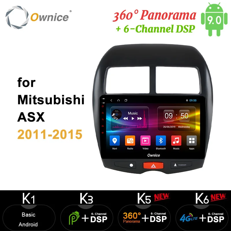Автомагнитола Ownice 2 din 4 + 64 ГБ Android 9 0 навигация GPS 360 DSP SPDIF carplay для Mitsubishi ASX 2011-2015 |