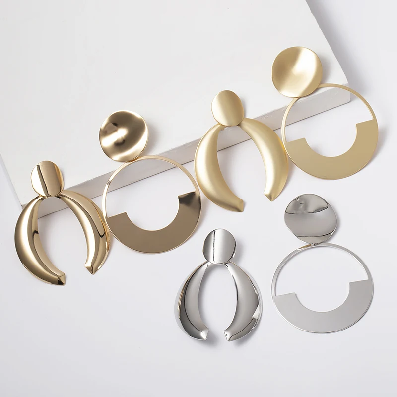 SRCOI Асимметричные полые серьги золотого и серебряного цвета круглые