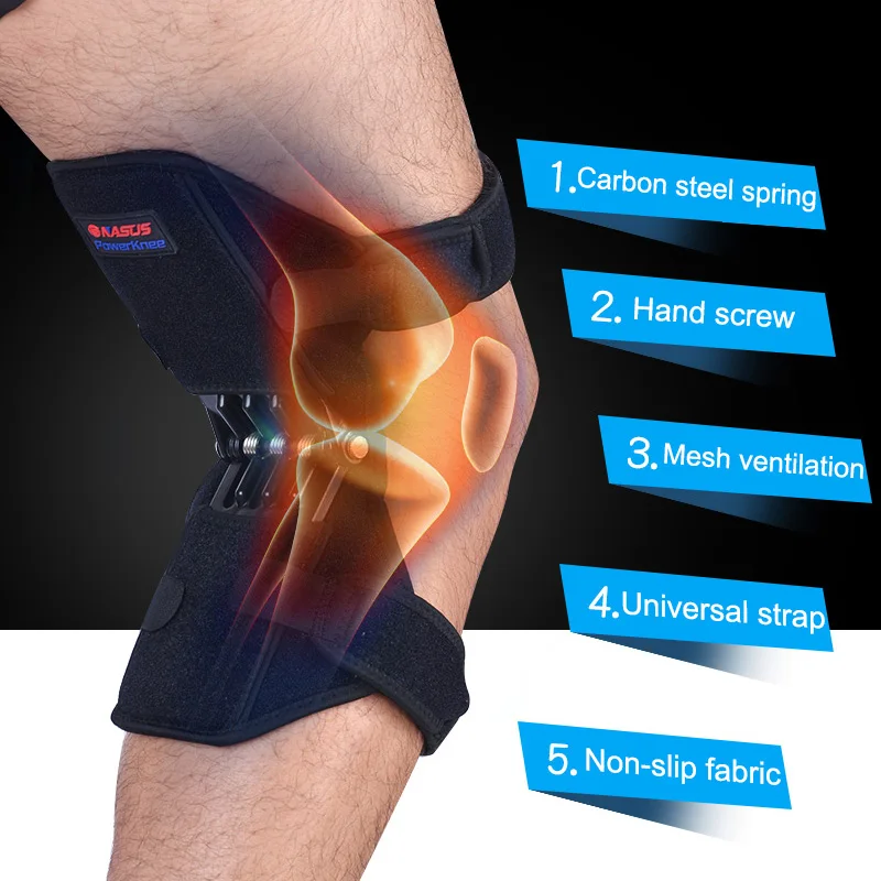 

Hot Selling 1 Pair Patella Booster Spring Knee Brace Support for Mountaineering Squat Sports