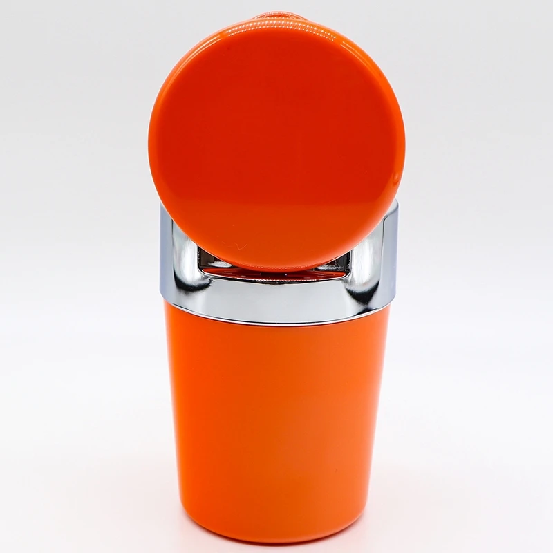 

Orange Portable LED Car Ashtray Garbage Coin Storage Cup Container Cigar Ash Cup Holder with Lid Car Styling Universal